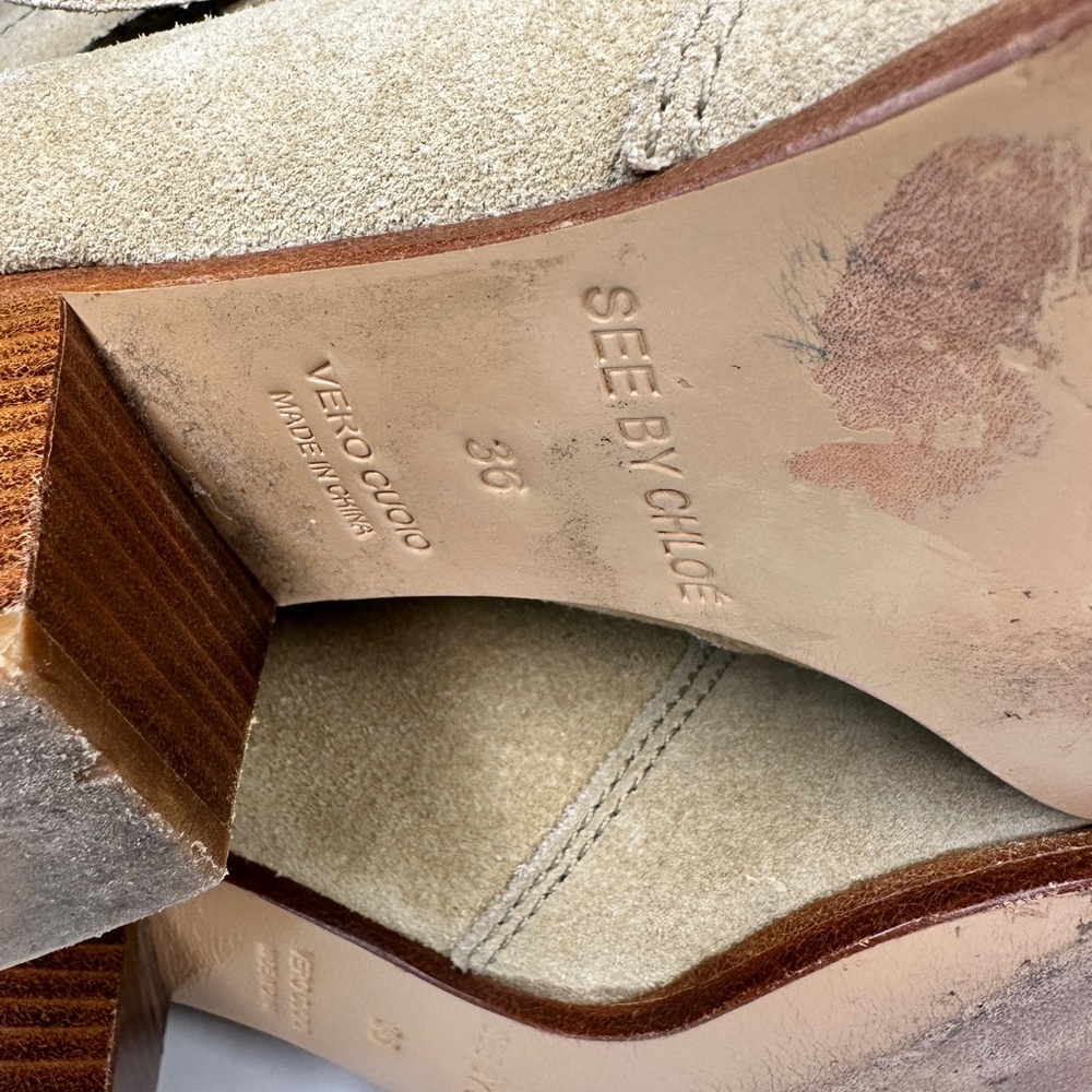 See by Chloe Western‎ Suede Tan Calf Heeled boots with Pocket sz 36 - Picture 3 of 10